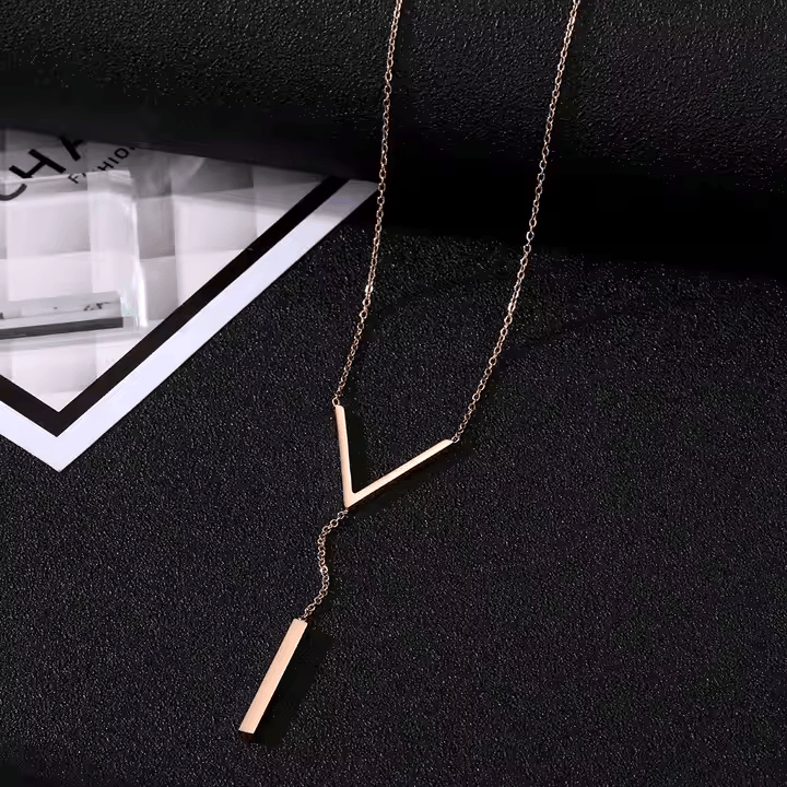 V - Line Pendant Necklace - Opulent Lebanon